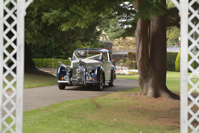 blue & ivory wedding car in park County Durham